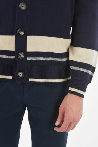Unbalanced Stripe Cotton Cardigan