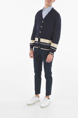 Unbalanced Stripe Cotton Cardigan