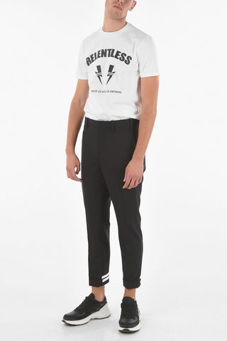 Contrasting Ankle Band Slim Fit Pants