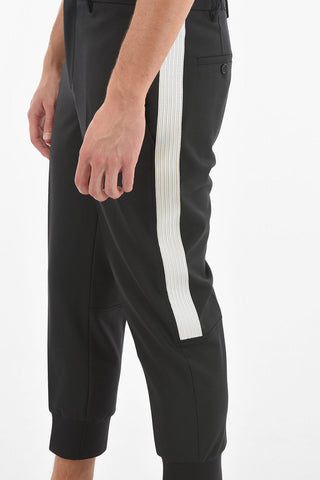 Virgin wool-blend Pants with Contrasting Embroidered Side Bands