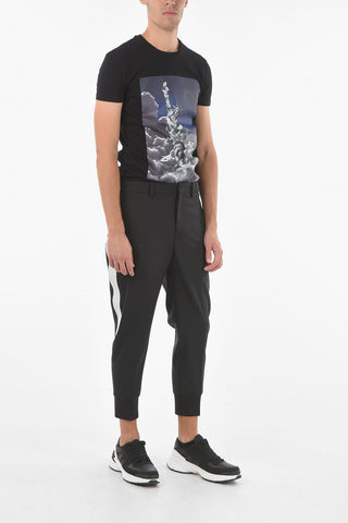 Virgin wool-blend Pants with Contrasting Embroidered Side Bands