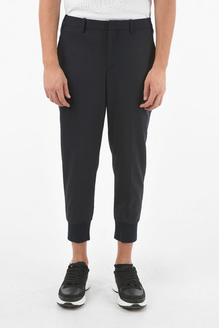 Virgin wool-blend pants with Ribbed Ankles