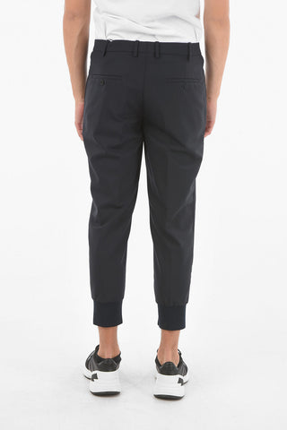 Virgin wool-blend pants with Ribbed Ankles