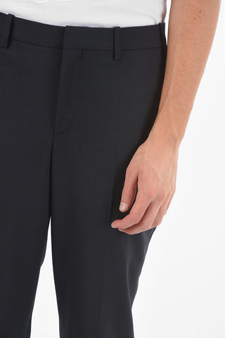 Virgin wool-blend pants with Ribbed Ankles