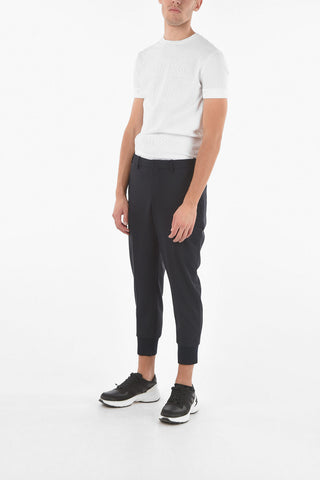 Virgin wool-blend pants with Ribbed Ankles