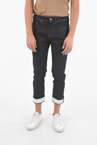 THE GODFATHER OF DENIM Jeans Skinny ad Risvolti alla Caviglia in Contrasto 17cm
