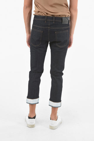 THE GODFATHER OF DENIM Jeans Skinny ad Risvolti alla Caviglia in Contrasto 17cm