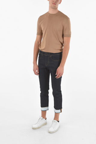 THE GODFATHER OF DENIM Jeans Skinny ad Risvolti alla Caviglia in Contrasto 17cm