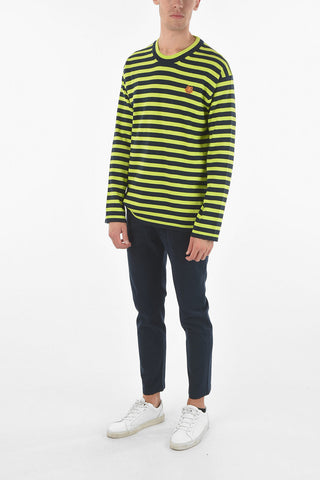 Crew Neck Awning Stripe Cotton Sweater