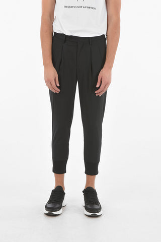 Pantaloni a Doppia Pince Slim Fit a Vita Bassa