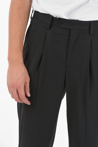 Pantaloni a Doppia Pince Slim Fit a Vita Bassa