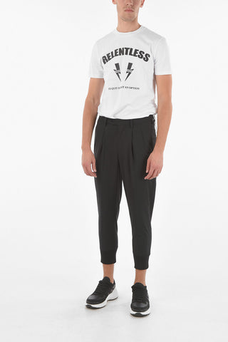 Pantaloni a Doppia Pince Slim Fit a Vita Bassa