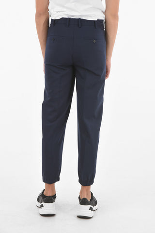 Virgin Wool Blend Pants with Contrasting Satin Side Bands