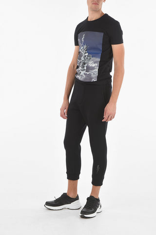 Low Rise Tech Fabric Joggers with Debossed THUNDERBOLT Print