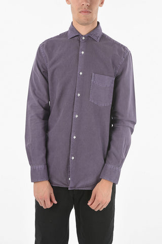 Camicia in Cotone con Collo Francese e Taschino