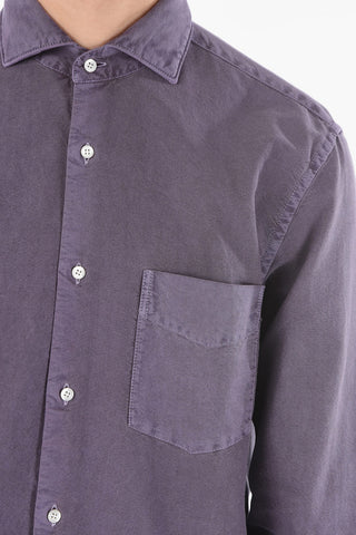 Camicia in Cotone con Collo Francese e Taschino