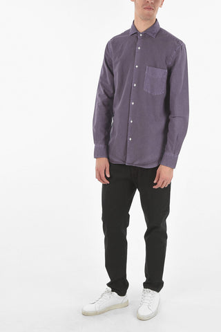Camicia in Cotone con Collo Francese e Taschino