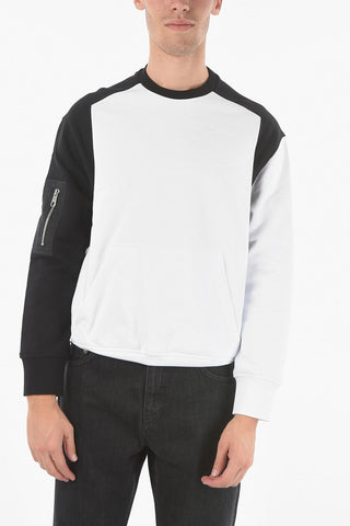 Two-Tone Crew-Neck Sweatshirt With Maxi Front Pocket