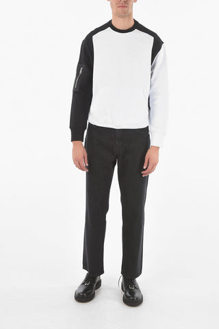 Two-Tone Crew-Neck Sweatshirt With Maxi Front Pocket