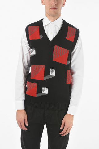 V Neck Stretch Virgin Wool Vest
