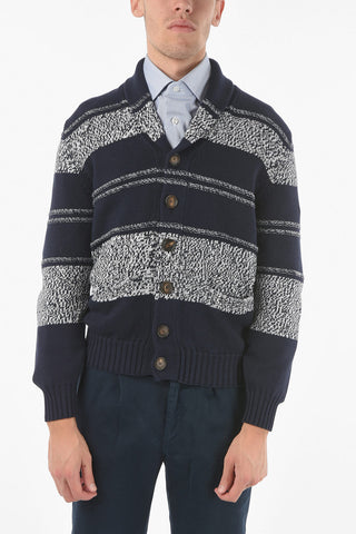 Unbalanced Stripe Cotton Cardigan