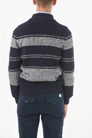 Unbalanced Stripe Cotton Cardigan