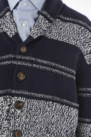 Unbalanced Stripe Cotton Cardigan