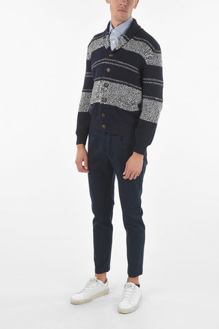 Unbalanced Stripe Cotton Cardigan