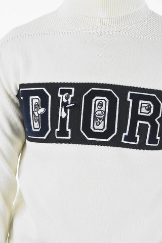 DIOR X KENNY SCHARF Turtleneck Logo Patch Cotton Blend Pullover