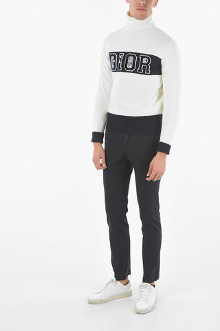 DIOR X KENNY SCHARF Turtleneck Logo Patch Cotton Blend Pullover