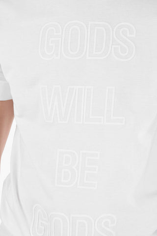 Debossed Printed Crewneck T-shirt with Cuffed Sleeves