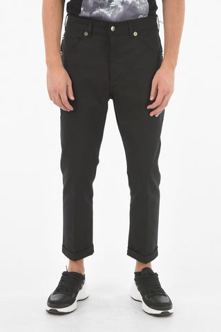 Loose Fit Low Waist Pants with Visible Stitching