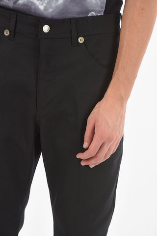 Loose Fit Low Waist Pants with Visible Stitching