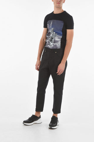 Loose Fit Low Waist Pants with Visible Stitching