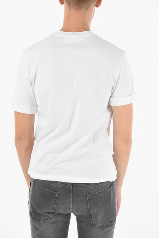 Crew-neck SCULPTED WARRIORS T-shirt with MARBLE VIGILANTE Print and Cuffed Sleeves