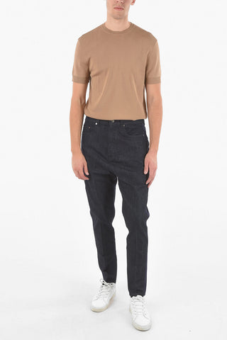 THE GODFATHER OF DENIM Raw Denim Low-crotch Jeans with Satin Side Bands 16cm