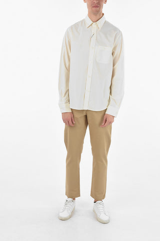 Standard Collar Cotton Shirt with Breast-pocket