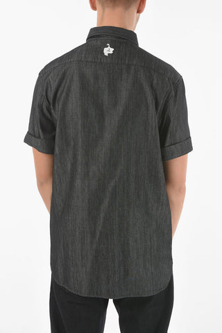 Camicia FAIRISLE THUNDERBOLT in Denim a Manica Corta