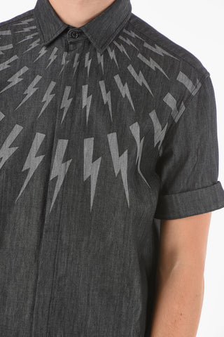 Camicia FAIRISLE THUNDERBOLT in Denim a Manica Corta