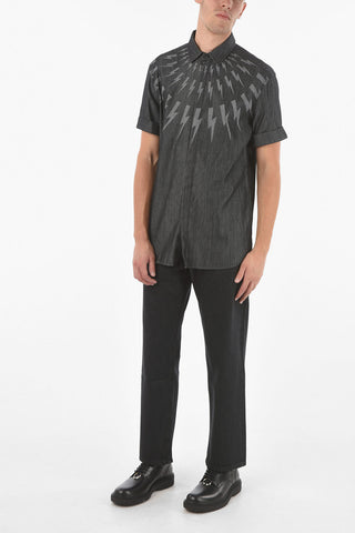 Camicia FAIRISLE THUNDERBOLT in Denim a Manica Corta