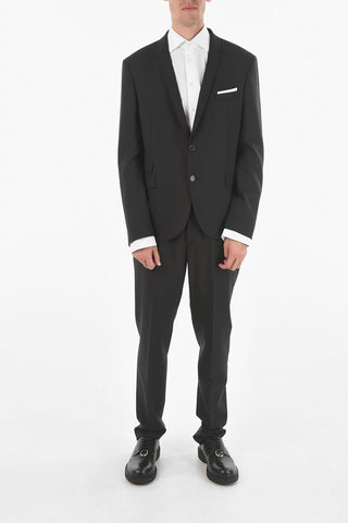 slim fit side vents notch lapel 2-button suit