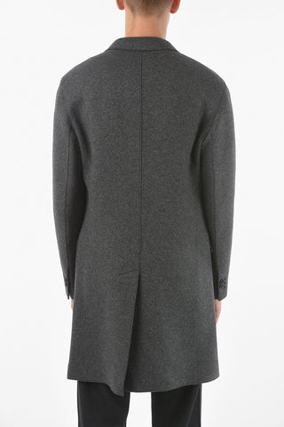 Peak Lapel 3 Buttons RAW CUT SKINNY FIT Wool Blend Coat