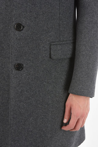Peak Lapel 3 Buttons RAW CUT SKINNY FIT Wool Blend Coat