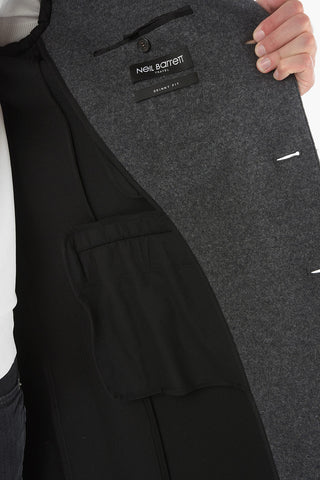 Peak Lapel 3 Buttons RAW CUT SKINNY FIT Wool Blend Coat