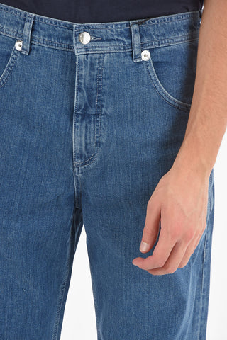 Jeans Baggy Fit a 5 Tasche con Bottoni Argentati 24cm 