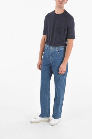 Jeans Baggy Fit a 5 Tasche con Bottoni Argentati 24cm 