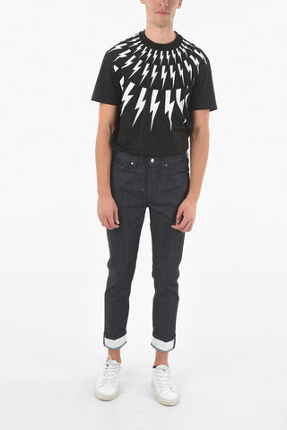 THE GODFATHER OF DENIM Jeans Super Skinny con Risvolti alla caviglia in contrasto 16cm