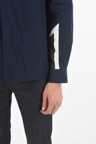 Poplin Cotton MODERNIST THUNDERBOLT Shirt with Contrasting Bands