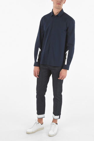 Poplin Cotton MODERNIST THUNDERBOLT Shirt with Contrasting Bands