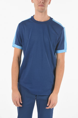 T-shirt Girocollo Con Bande Laterali A Contrasto